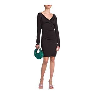 BOTTEGA VENETA Brown Faux Wrap V-neck Sheath Dress Size Large NWT